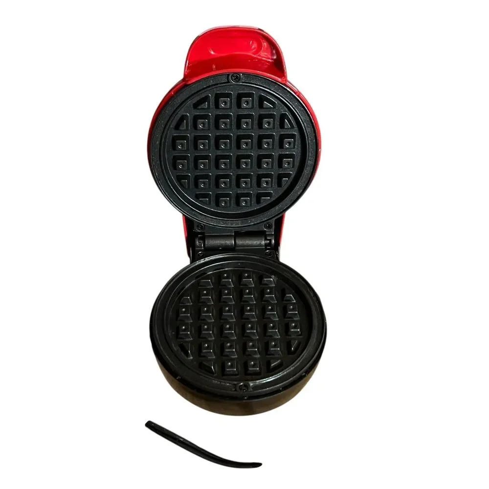 Bella Mini Waffle Maker Model GH-6201 Red Nonstick 4 Inch 350W Appliance